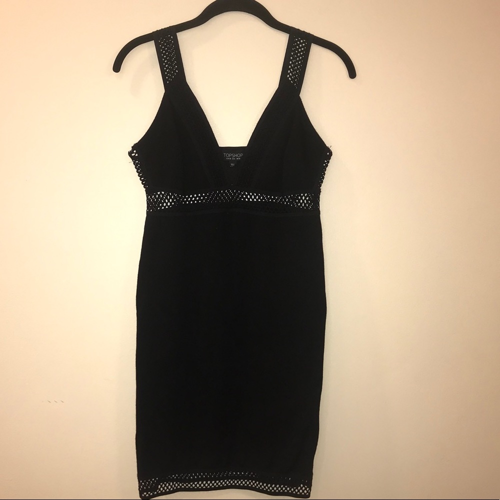 Topshop Bodycon Dress with Mesh Detail